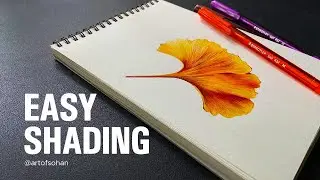 How to Shade A Leaf TutoriaI    I   Multi-Colored ballpoint pen #ballpoint #drawing #easyshading