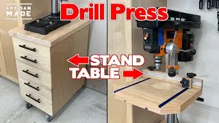 How To Make A Drill Press Stand and Drill Press Table / Mobile Tool Base / Tool Stand With Storage