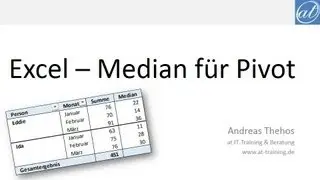 Excel # 388 - Median für Pivot Tabellen - Funktionen MEDIAN und AGGREGAT