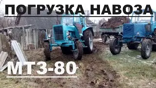 МТЗ-80. Погрузка  самодельным куном на заднюю навеску.
