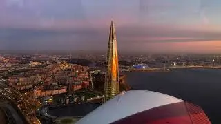 Вечерняя прогулка на самолете Кронштадт, Финский залив, Петергоф, Лахта центр