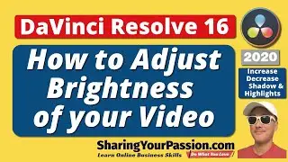 DaVinci Resolve Adjust Brightness Exposure - Increase Decrease Shadow and Highlights