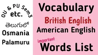 British American English Common Words List I OU PU Degree Sem 3 English