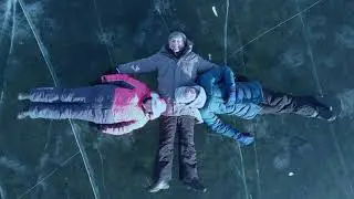 Siberian Frozen lake Aerial. Olkhon