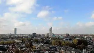 Tilburg skyline drone video shot
