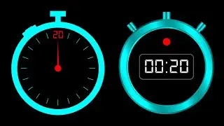 Stopwatch 20 Second No Copyright - Neon Blue Frame