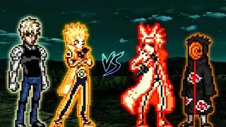 Naruto BTM V2 OP & Genos V2 OP VS Tobi OP & Minato Edo Tensei V2 OP in Jump Force Mugen