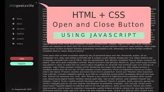 HTML CSS - Simple Sidebar Open and Close / Slide-In  Button with HTML, CSS and JAVASCRIPT.