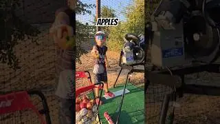 Apples 🍎 vs Pitching Machine vs Baseball bat #baseball #smash #baseballlife #baseballswing