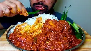 SPICY DUM CHICKEN || RICE || WITH CHILLI EATING|
