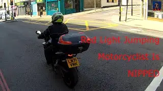 Motorcyclist Rides in Mandatory Cycle Lane, Jumps a Red Light and Gets NIPPED - LN71 VMK