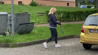 Blonde woman run over speaker