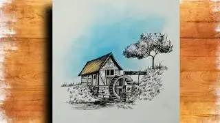 How to draw a beautiful nature scenery step by step | Nature drawing easy