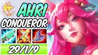 *NEW AHRI BUILD* INSANE CONQUEROR AHRI MID* Spirit Blossom Ahri S+ GAMEPLAY | League of Legends