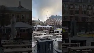 Площадь рыбного рынка с ресторанами и барами в центре Осло Норвегия