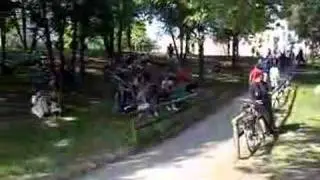 Drunk people on the grass during Oktoberfest