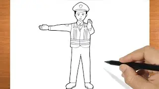 Traffic Police Drawing - رسم شرطي مرور - Cómo dibujar un policía de tránsito fácil