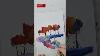 Calming & Easy Abstract trees in Watercolor #shorts #art #abstract