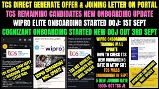 TCS SEPT MASS ONBOARDING NEW DOJ | WIPRO ELITE, COGNIZANT JOINING MAIL | TCS NQT RESULT, BGC HR MAIL