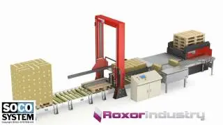 Укладка коробов на палетайзере Pallet Loader, Soco System (Дания)