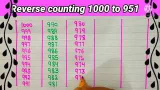 Reverse counting 1000 to 951।1000 to 951 reverse counting। ulti ginti 1000 se 951 Tak।