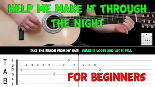 HELP ME MAKE IT THROUGH THE NIGHT | Easy guitar melody lesson for beginners with tabs - Sammi Smith