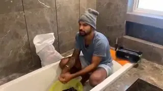 Shikhar Dhawan cleaning toilets