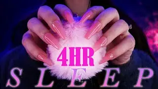 ASMR Fluffy Mic Scratching & Sleepy Face Brushing 💜 (Inaudible Whispering) 4 Hours for Deep Sleep😴