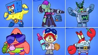 All Brawl Stars SPONGEBOB Skin | Winning & Losing Animations | Gameplay