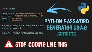 Python Password generator using secrets | Unhackable password generator | Advanced level 