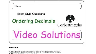 Ordering Decimals Answers - Corbettmaths