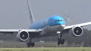 STORM! Unbelievable Crosswind Landings With 2 GO Arrounds, B747, A330, B777, B767, A320, B737