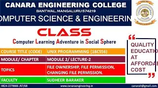VTU UP (18CS56) UNIX PROGRAMMING:File ownership,file permission and changing file permission (M2 L2)