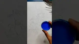 I Spilled Watercolor Draw Krishna Painting 😱#shorts #janmashtami  #special #krishna #painting