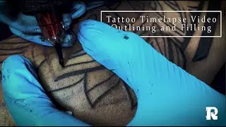 Tattoo Time Lapse Video Outlining and filling