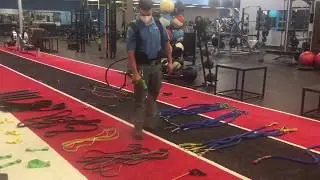 Sanitizing with ElectroStatic Sprayer at Gold's Gym Faiport