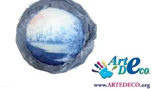 ARTE DECO: Tutorial Sfera in Decoupage con Texart - Decoupage ball with hardener for fabric