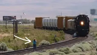 Person Stands on Tracks to Get a Video of Big Boy 4014