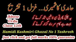 Hamidi kashmiri ghazal 1 Tashreeh Class 12 || #HAMIDIKASHMIRIGHAZAL1 || حامدی کاشمیری غزل تشریح