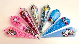 Let's make PINK & BLUE Slime with Piping Bags! Most Satisfying Slime Video ASMR glitter glossy 1080p