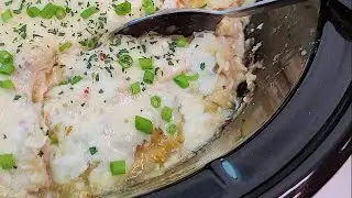 SLOW COOKER Green Chicken Enchilada Casserole | Simply Mamá Cooks