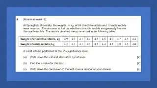 AI SL: Hypothesis example 2 (t-test, p-value, conclude)(Paper 1 TZ1 May 2021)