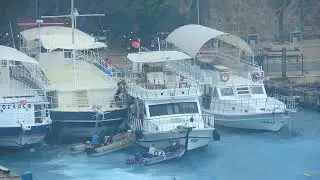Antalya Kaleiçi Yat Limanında korkutan fırtına!