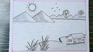 pencil scenery drawing | drisso drawing | chobi aka | step by step - Farhana Drawing