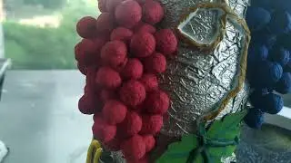 Декоративная бутылка гроздья винограда своими руками