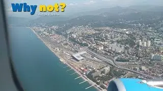 Взлет из Сочи, Airbus a320, Uzbekista Airways, смотрим на Роза Хутор и Олимпийскую деревню