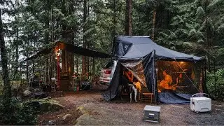 Relaxing forest cliff camping with best new iKamper setup in BC Canada | Snow Peak IGT