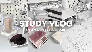 study vlog ｡⋆౨ৎ˚ grwm & Judydoll haul🌷pinterest inspired, productive morning, study with me