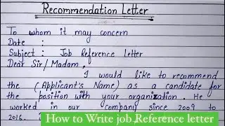 How to write an Job Reference Letter in English | Write  Job Recommendation Letter