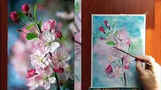 Урок живописи. Акварель. Цветущая яблоня